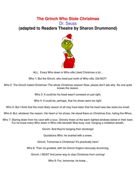 Miracle on 34th Street <b>Script</b> transcript from the. . How the grinch stole christmas musical script pdf
